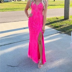 Hot pink sequin prom dress; worn once, like brand new